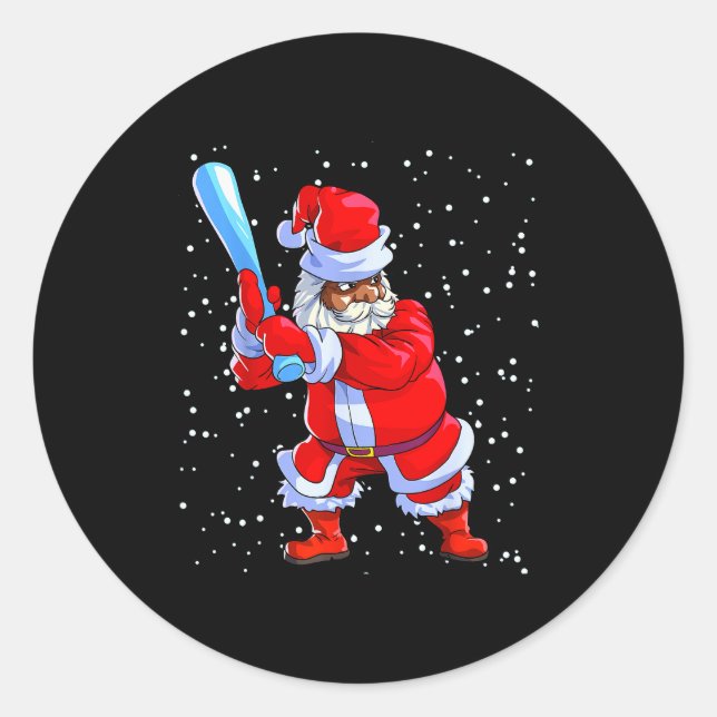 Sticker Rond Black African American Santa Claus Baseball Afro C (Devant)