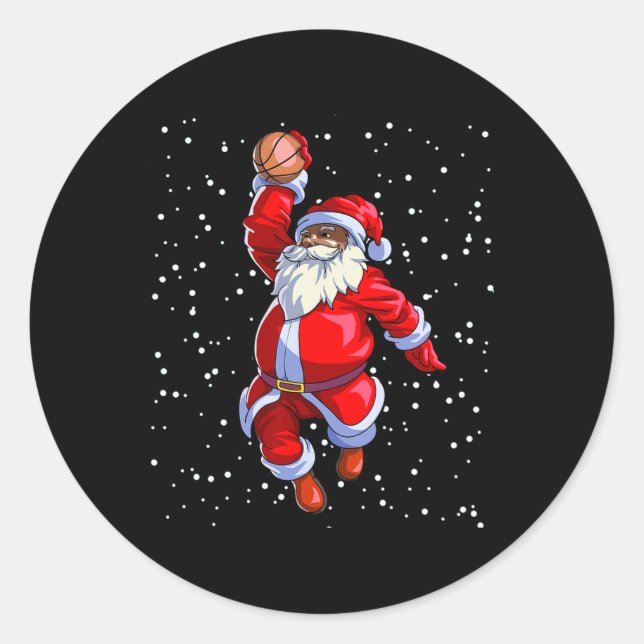 Sticker Rond Black African American Santa Claus Basketball afro (Devant)