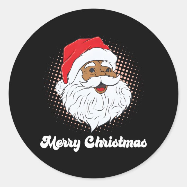 Sticker Rond Black African Père Noël Joyeux Noël Noël Noël Noël (Devant)