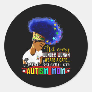 Sticker Rond Black Afro American Sensibilisation sur l'autisme