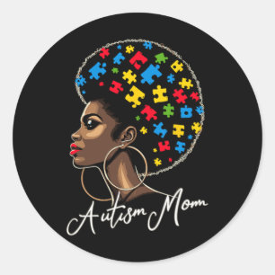 Sticker Rond Black Afro American Sensibilisation sur l'autisme 