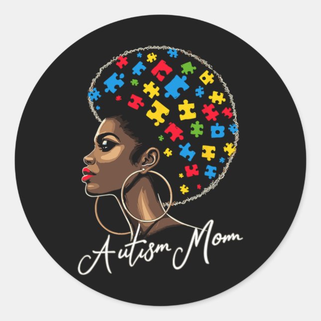 Sticker Rond Black Afro American Sensibilisation sur l'autisme  (Devant)