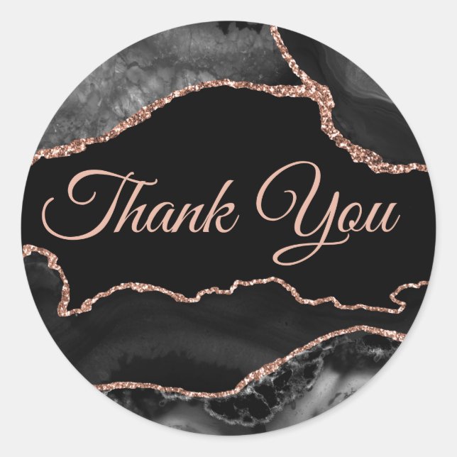 Sticker Rond Black agate élégant merci (Devant)