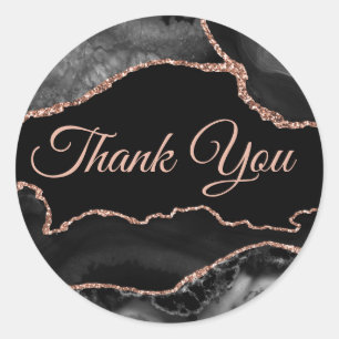 Sticker Rond Black agate élégant merci