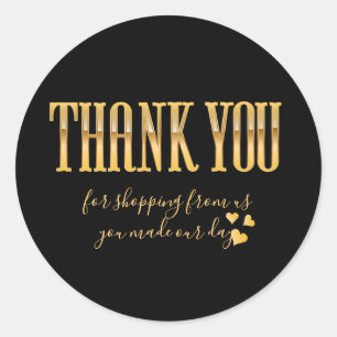 Sticker Rond black and gold chic business merci