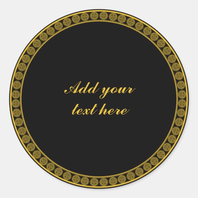 Sticker Rond Black and Gold Elegance, Customize, (Devant)