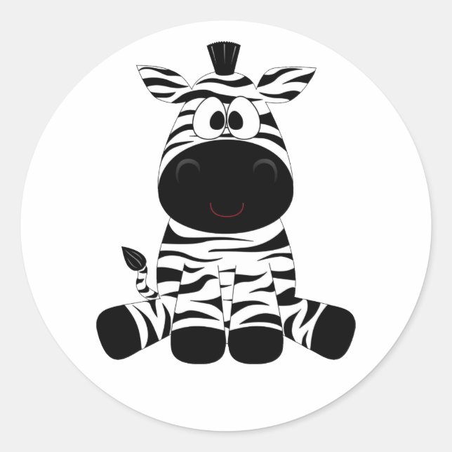 Sticker Rond Black and White Baby Zebra fun (Devant)