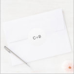 Sticker Rond Black and White Monogram Modern Wedding<br><div class="desc">Minimalist and modern design.</div>