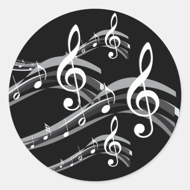 Sticker Rond Black and White Treble Clef (Devant)