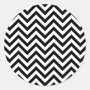 Sticker Rond Black and White Zigzag
