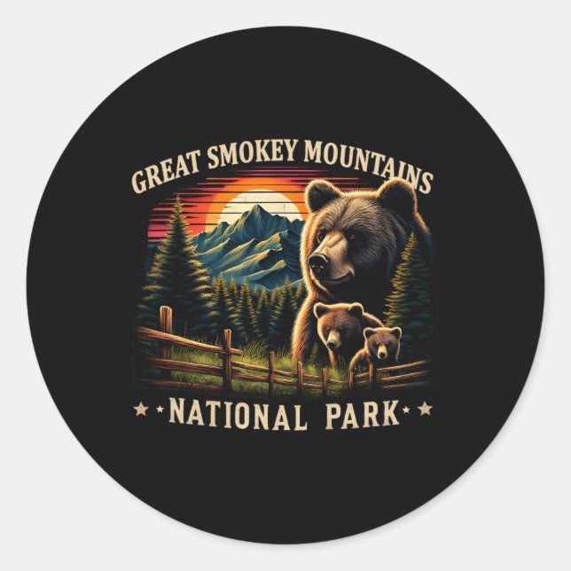 Sticker Rond Black Bear Mother Great Smokey Mountains National  (Devant)