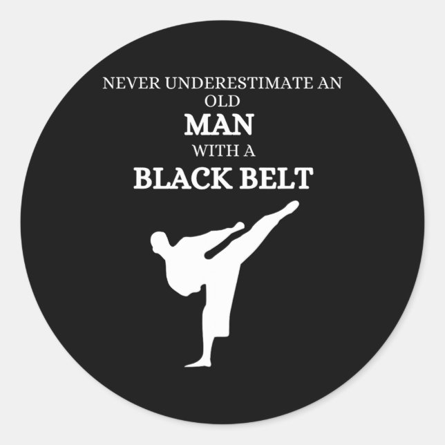 Sticker Rond Black Belt Dit Karate Martial Arts (Devant)