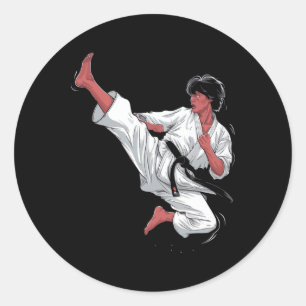 Sticker Rond Black Belt Karate Fighter
