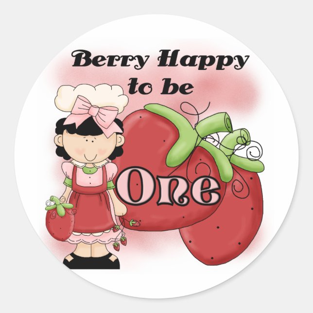 Sticker Rond Black Berry 1er Anniversaire T-shirts et cadeaux (Devant)