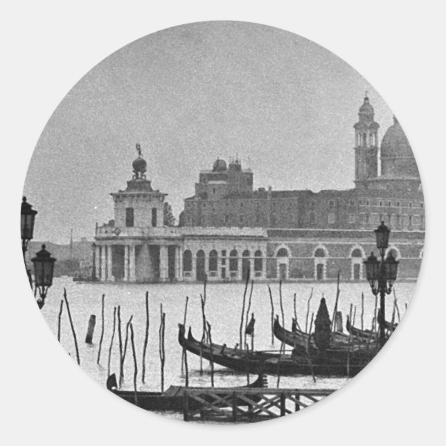 Sticker Rond Black Blanc Grand Canal Venise Italie Voyage (Devant)