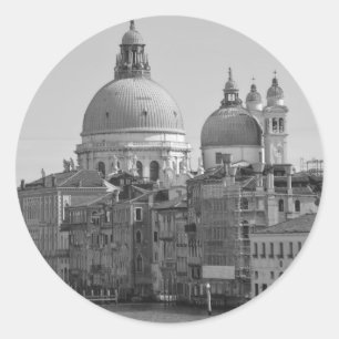 Sticker Rond Black Blanc Grand Canal Venise Italie Voyage