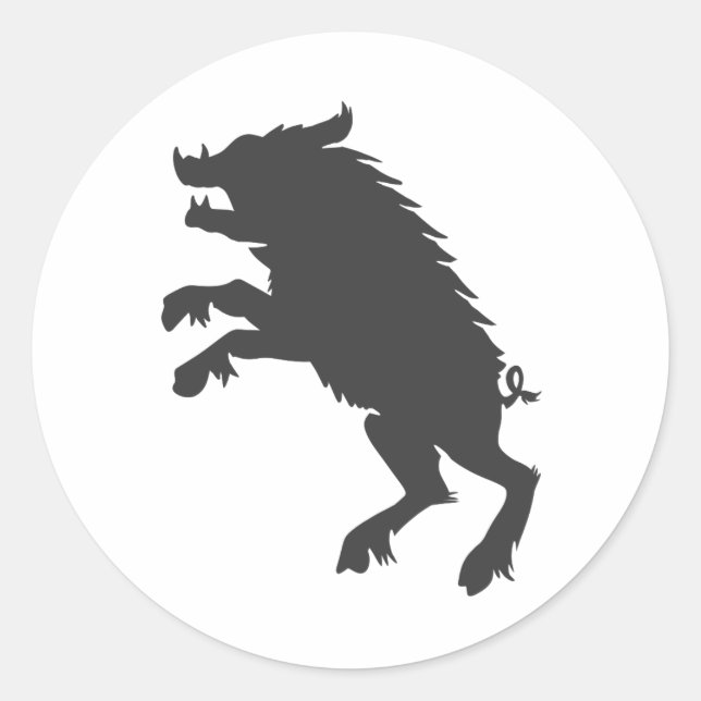 Sticker Rond Black Boar medieval silhouette (Devant)