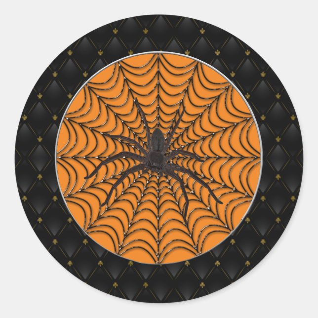 Sticker Rond Black Border Spider Web et Black Spider Halloween (Devant)