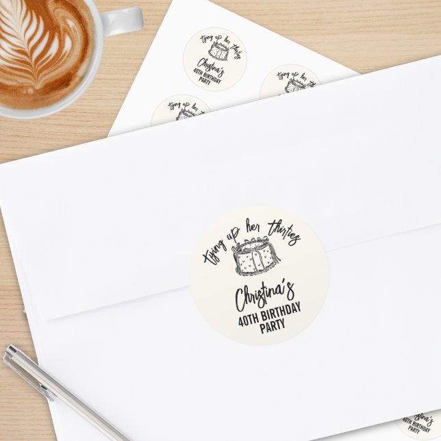 Sticker Rond Black Bow Attache ses trente 40e anniversaire (Créateur téléchargé)