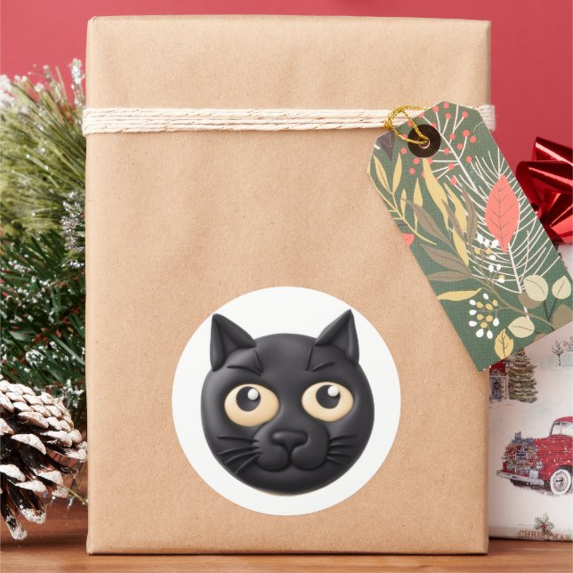 Sticker Rond Black Cat 3D Inspiré (vacances)