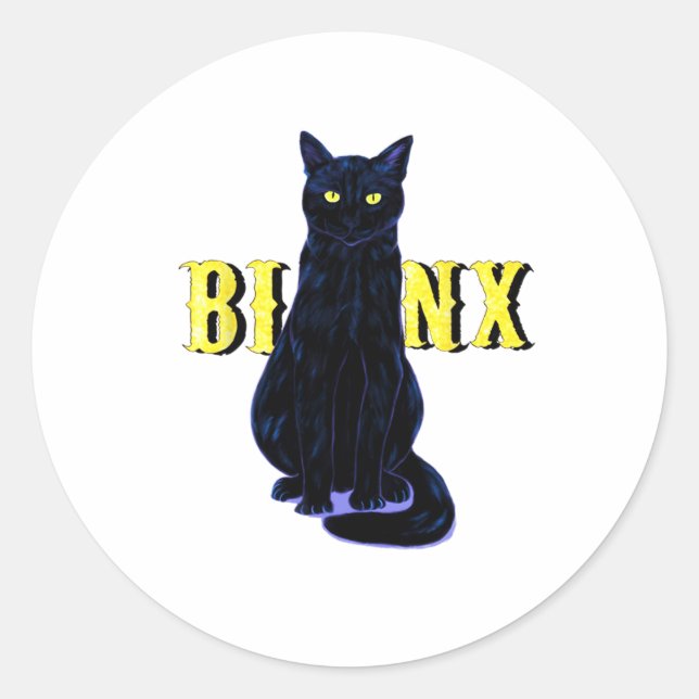 Sticker Rond Black Cat Binx Halloween fête des cadeaux (Devant)