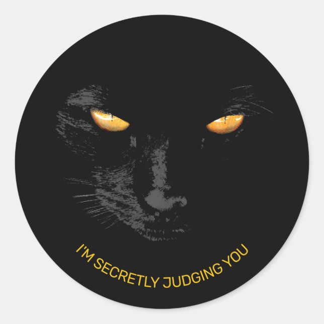 Sticker Rond Black Cat Eyes drôle personnalisable (Devant)