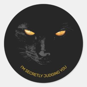 Sticker Rond Black Cat Eyes drôle personnalisable