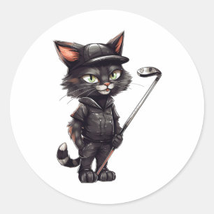 Sticker Rond Black Cat Golf