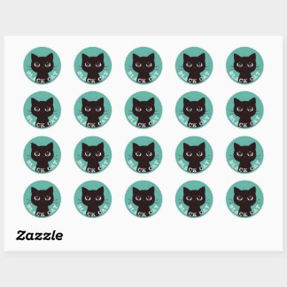 Sticker Rond BLACK CAT | Minimalist Modern Pop Black Cat