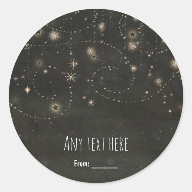 Sticker Rond Black Celestial Starry Sky Fwirls Favoriser (Devant)