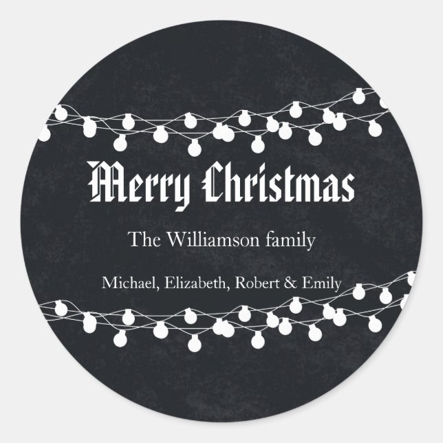 Sticker Rond Black Chalkboard Fêtes de Noël (Devant)