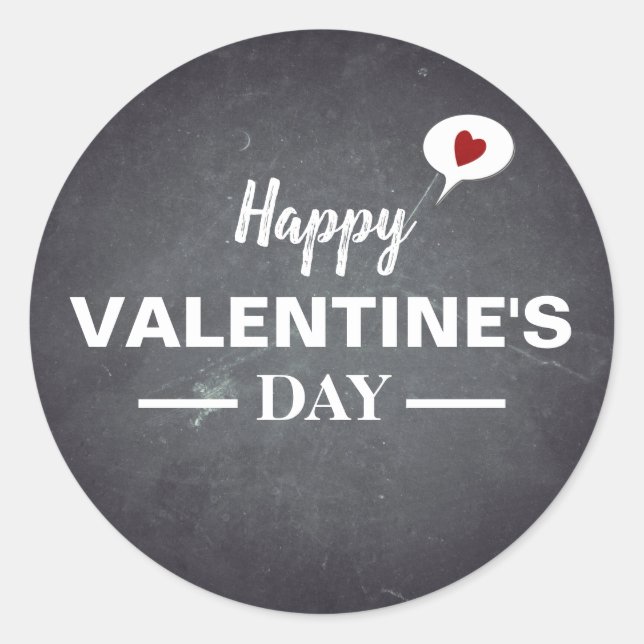Sticker Rond Black Chalkboard Joyeux Jour des Valentines (Devant)