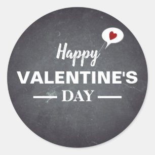 Sticker Rond Black Chalkboard Joyeux Jour des Valentines