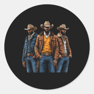 Sticker Rond Black Cowboy Africain-Américain Rodéo de l'Ouest M