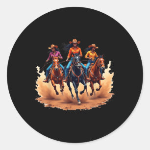 Sticker Rond Black Cowgirl Western Rodeo Melanin Histoire noire