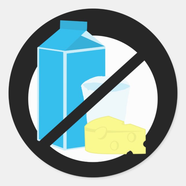 Sticker Rond Black Dairy Free No Dairy or Milk Allergy Warning (Devant)