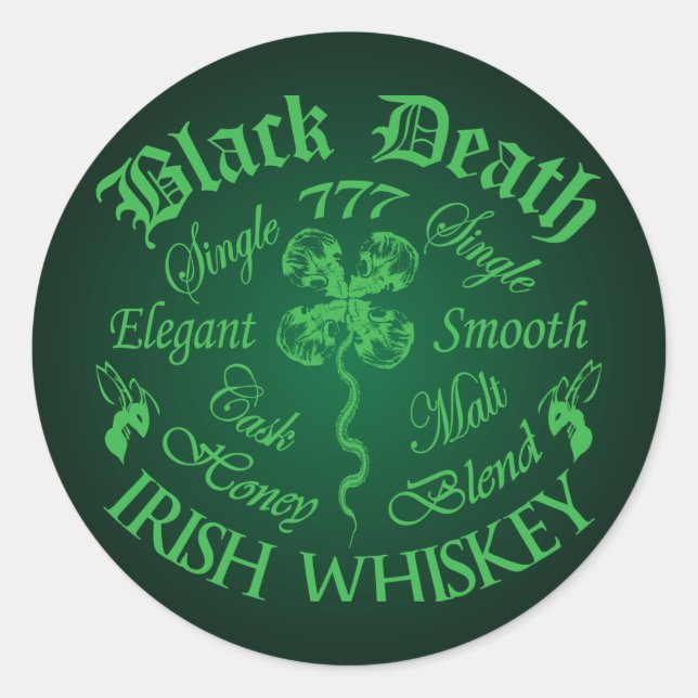 Sticker Rond Black Death 777 - Honey Irish Whiskey (Devant)