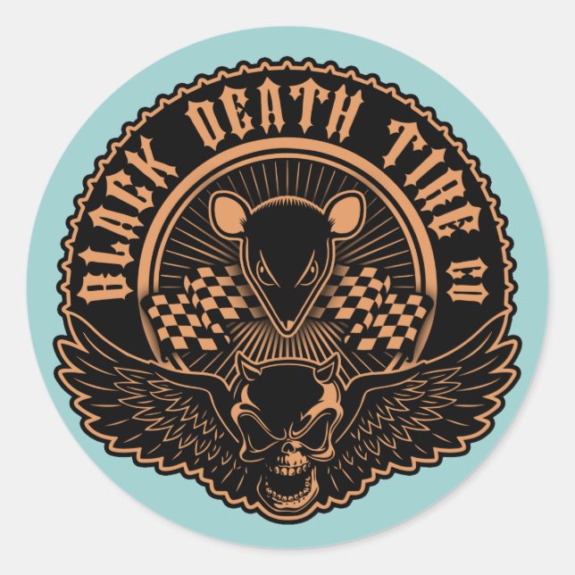 Sticker Rond Black Death Tire Co. -Ou (Devant)