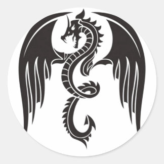STICKER ROND BLACK DRAGON DRAGON NOIR