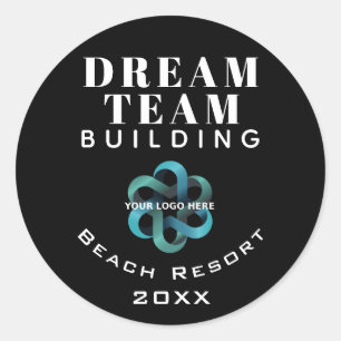 Sticker Rond Black Dream Team Building Company Logo Employé