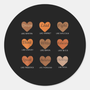 Sticker Rond Black Educated Leader Hearts Célébrer Black Son