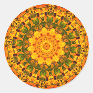 Sticker Rond Black Eyed Susan Abstraite Flower Art
