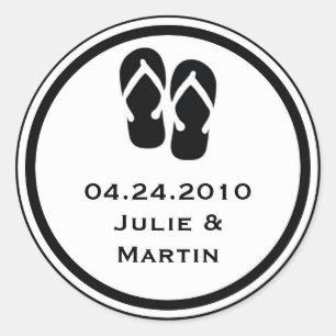 Sticker Rond Black flip flong thong mariage faveur tag sceau ét