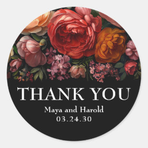 Sticker Rond Black Floral Botanique Moody Merci hollandais