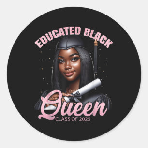 Sticker Rond Black Girl Graduation Hbcu Senior Melanin Pink Cl