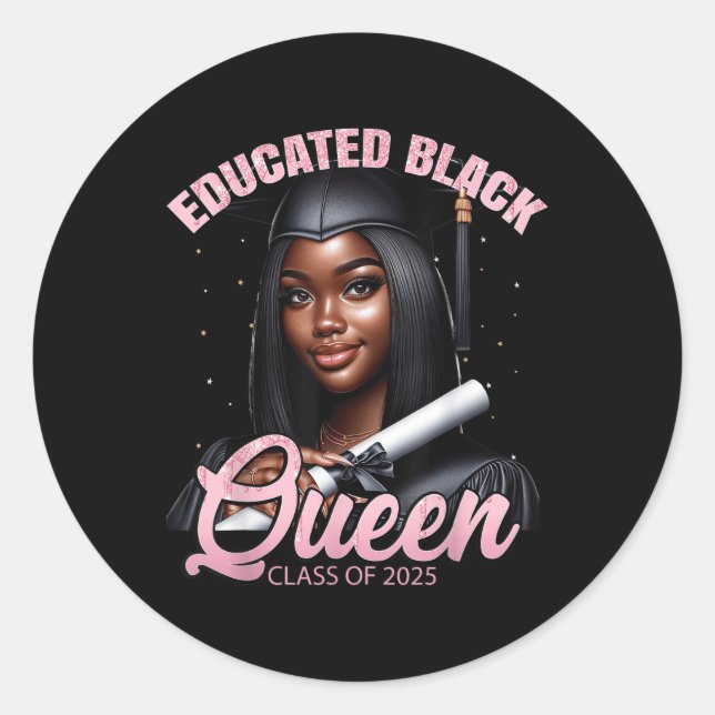 Sticker Rond Black Girl Graduation Hbcu Senior Melanin Pink Cl (Devant)