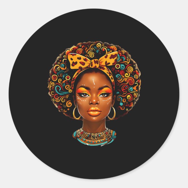 Sticker Rond Black Girl Magic Afro Melanin Queen African Americ (Devant)