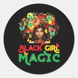 Sticker Rond Black Girl Magic Black History Mois Papillon Pri