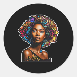 Sticker Rond Black Girl Magic - Célébrer Force Et Beauté