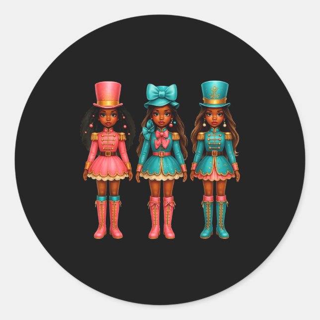 Sticker Rond Black Girl Nutcracker Christmas Nk Nutcracker Xmas (Devant)
